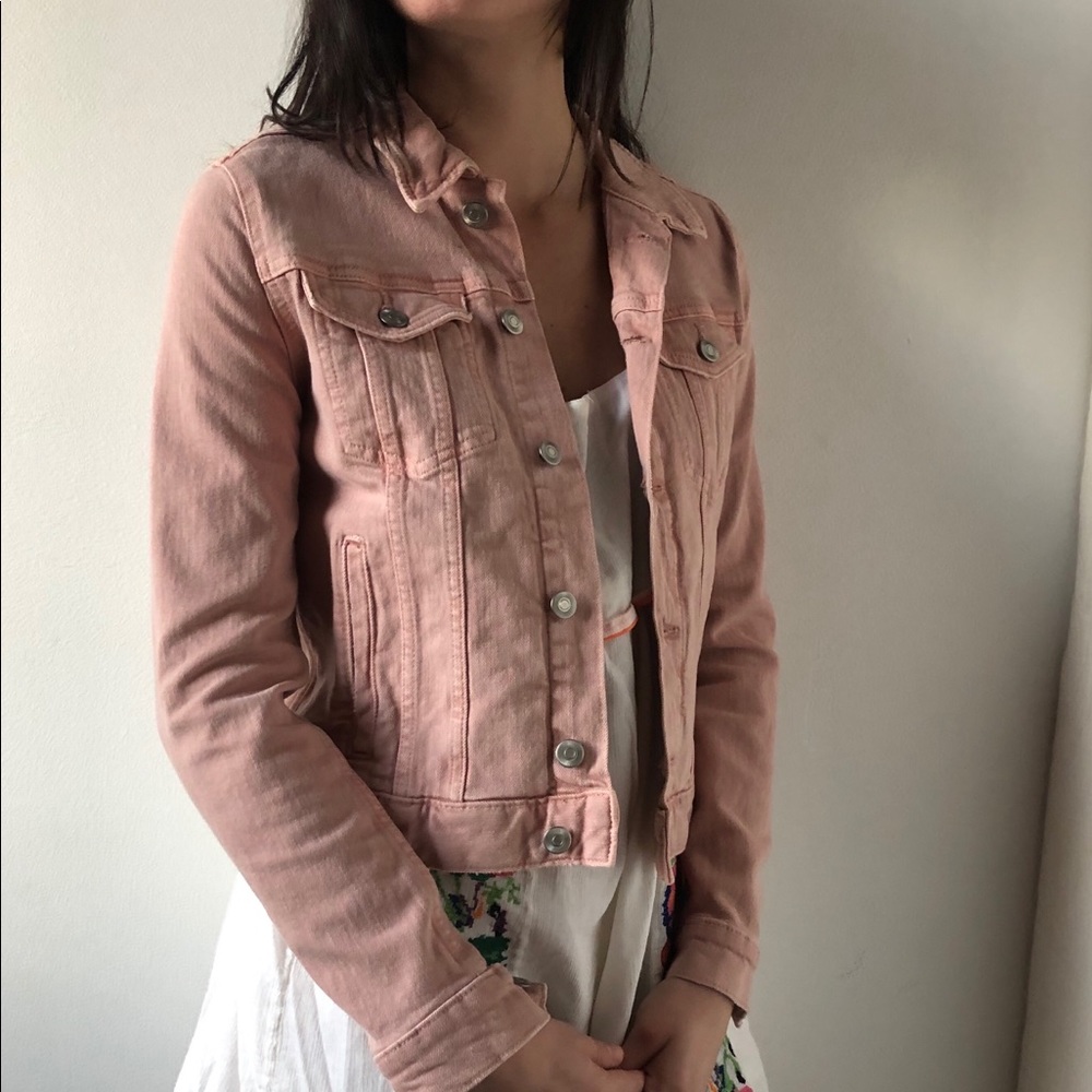 Pink denim jacket